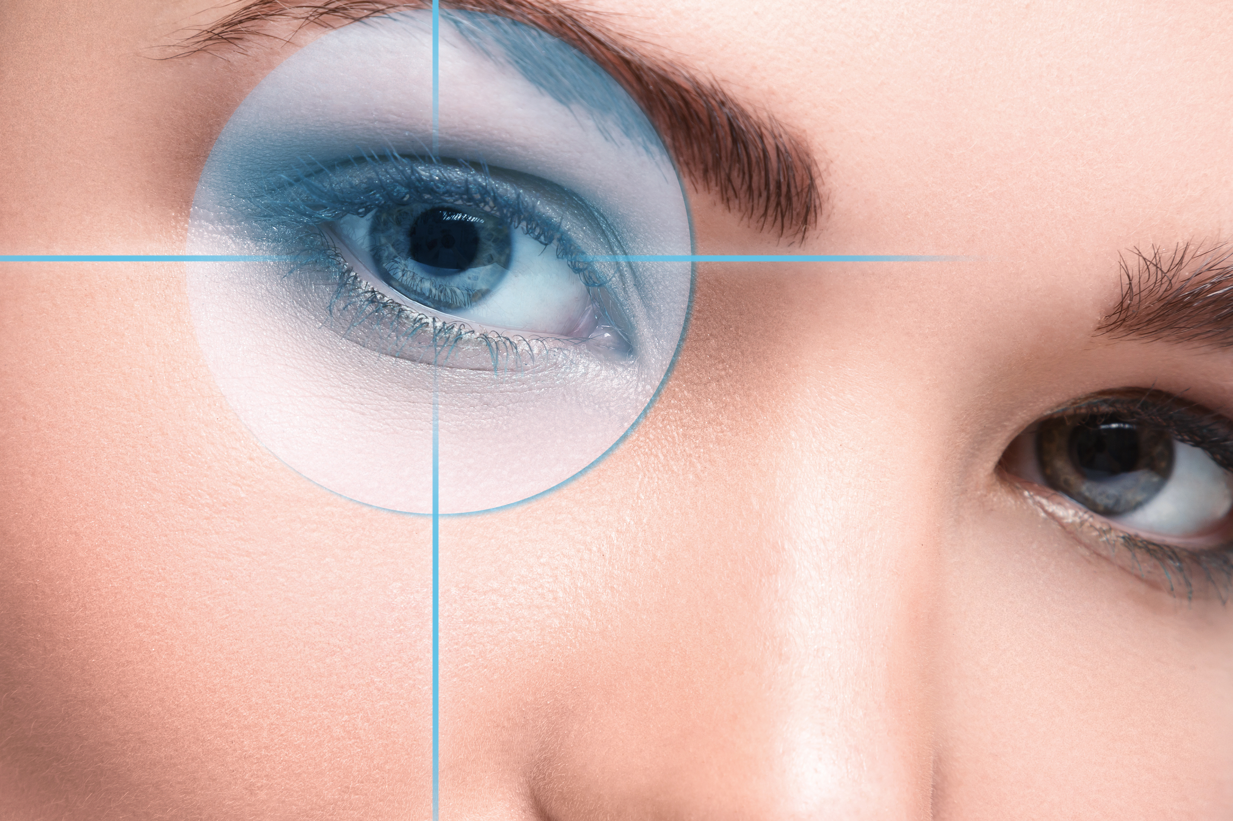 Close up of female eyes. Eyesight concept